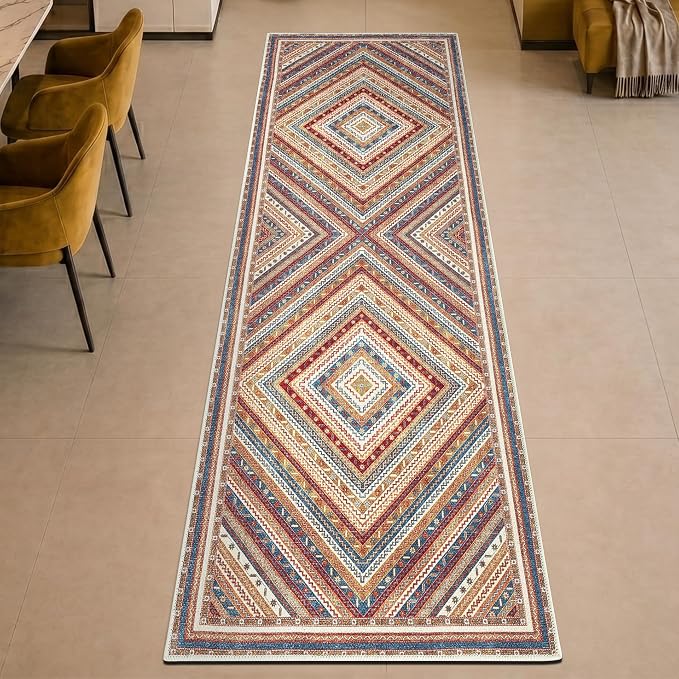 Keen Home Design 30"x84" Rug - Machine Washable Runner Rug with Non-Slip Backing, Ideal for Hallway, Entryway, Kitchen, Laundry Room - Vintage, Easy Clean, Durable, Low Pile Rug - (2'6" x 7')