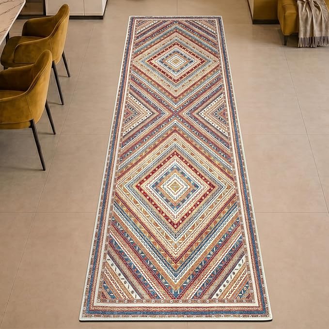 Keen Home Design 30"x144" Rug - Machine Washable Runner Rug with Non-Slip Backing, Ideal for Hallway, Entryway, Kitchen, Laundry Room - Vintage, Easy Clean, Durable, Low Pile - (2'6" x 12')