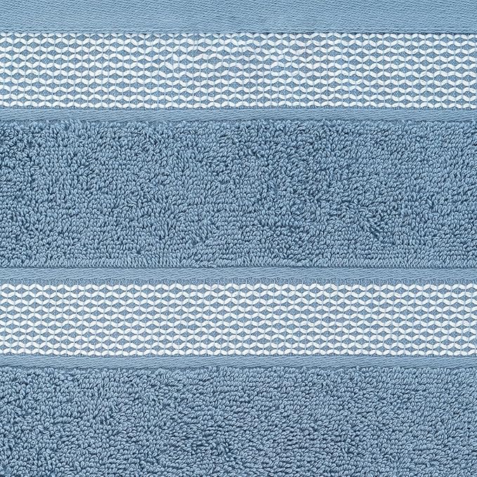CASA COPENHAGEN Solitaire 6Pcs 100% Egyptian Cotton Large Designer Towels Gift Set- Slate Blue, 600GSM, 2Bath 2Hand 2Washcloths, Bath Towels for Bathroom Set for Women & Men