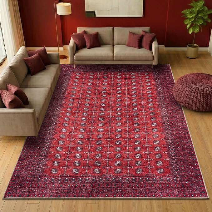 Keen Home Design 10x14 Rug - Machine Washable Area Rug with Non-Slip Backing, Ideal for Living Room, Dining Room, Bedroom - Vintage, Easy Clean, Durable, Low Pile Rug - (9'7" x 14')