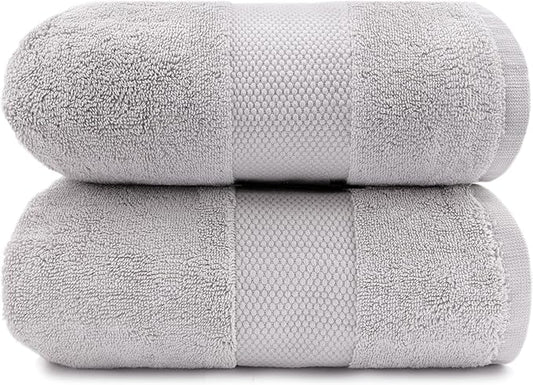 Maisonette Elegance 100% Organic Cotton Turkish Bath Sheets Soft Absorbent Oversized Bathroom Towels Ideal Quick Dry Extra Large Luxury Bath Towel Set for Shower (35" x 70", 2 Pack) Pewter