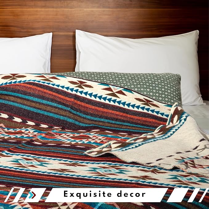 Alpaca Wool Throw Blanket, Native Design Wool Blanket, Throw Aztec Pattern Alpaca Wool Throw Blanket (Red, Throw 78"x48")