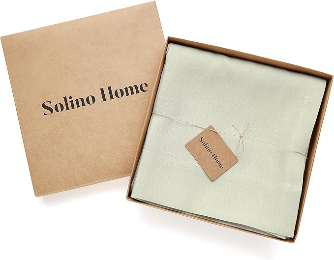 Solino Home Sage Green Linen Curtain 108 Inches Long, Light Filtering Rod Pocket Curtain 52 x 108 Inch, 100% Pure Linen European Flax Window Treatment for Living Room, Bedroom - 1 Panel