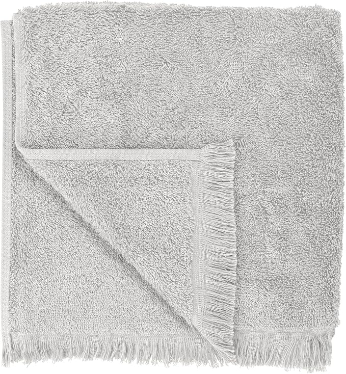 blomus FRINO Fringed Terrycloth Organic Cotton Hand Towel XL 20 x 39 - Oeko-TEX Standard 100 Certified - Micro Chip (Grey)