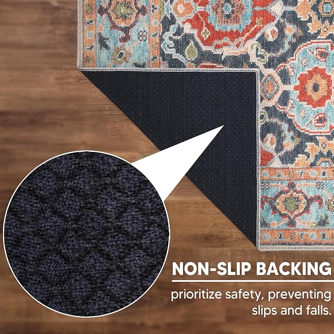 Keen Home Design 30"x144" Rug - Machine Washable Runner Rug with Non-Slip Backing, Ideal for Hallway, Entryway, Kitchen, Laundry Room - Vintage, Easy Clean, Durable, Low Pile - (2'6" x 12')