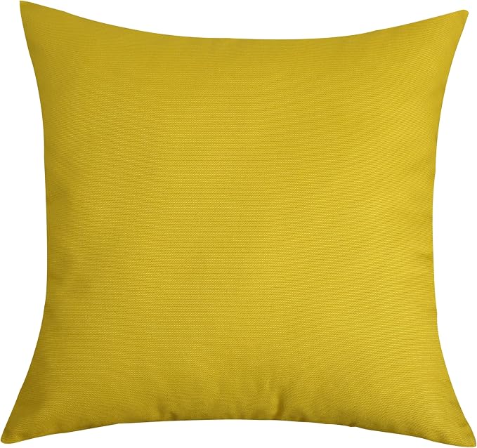TangDepot Handmade Decorative Solid 100% Cotton Canvas Throw Pillow Covers /Pillow Shams, (16"x16", Deep Yellow), 1 Count (Pack of 1) | 100% cotton, same-color zip, machine wash & air dry. For living room, bedroom, office, car. 42 colors, 194 sizes. Co...