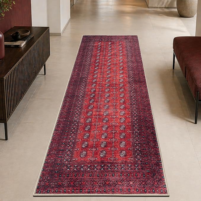 Keen Home Design 30"x84" Rug - Machine Washable Runner Rug with Non-Slip Backing, Ideal for Hallway, Entryway, Kitchen, Laundry Room - Vintage, Easy Clean, Durable, Low Pile Rug - (2'6" x 7')