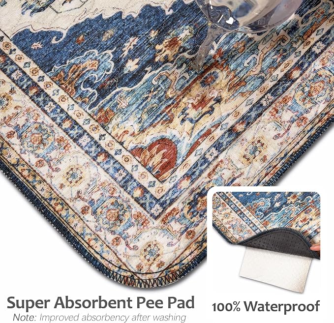 Washable Pee Pads for Dogs, Reusable Puppy Potty Training Pads, Ultra-Absorbent Thick Waterproof Leak-Proof Non-Slip Pads & Mat for Crate, Playpen, Floor, Whelping & Housebreaking , 2 Pack 54"x54"