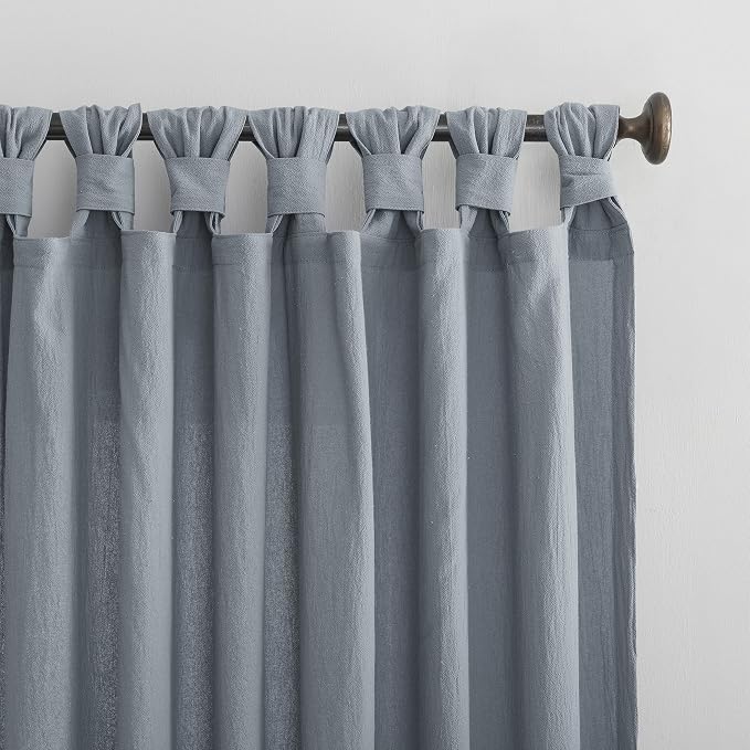 Archaeo Washed Cotton Twist Tab Curtain, 52" x 84", Storm Blue
