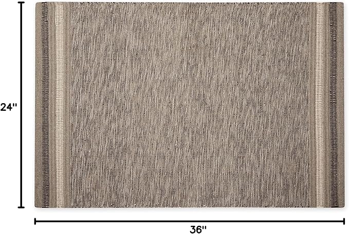 DII Variegated Recycled Yarn Modern Edge Stripe, 2x3', Stone