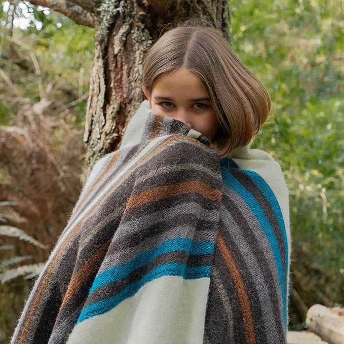 Alpaca Blanket - Premium Alpaca Wool Throw Blanket for Cozy Comfort - Warm Alpaca Wool Blanket - Variegated - Made by Artisans in The Heart of The Mountains of Ecuador