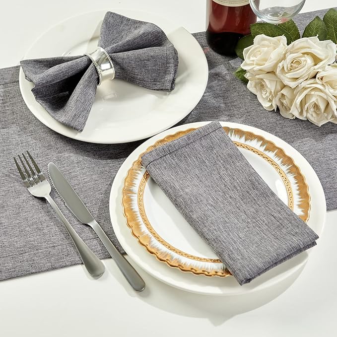 Mebakuk Cloth Napkins Set of 6, Premium 17 x 17 Inch Solid Washable Linen Style Napkins, Soft Table Napkin for Wedding Party Restaurant Dinner Parties