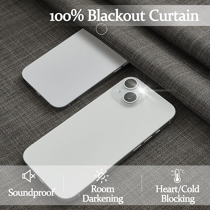 Dark Grey Double Layer Thick Linen Floor Length Curtains 102 Inches Long for Bedroom, Blackout Memory Trained Pinch Pleated Soundproof Insulated Textured Windows Drapes for Office Burg 2 Panels Set
