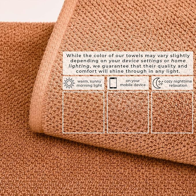Great Bay Home 100% Cotton 6 Piece Bath Sheet Set - Absorbent, Quick-Drying, Durable Bath Towels for Bathroom Decor - Low-Twist, Two-Ply Fibers (Clay)