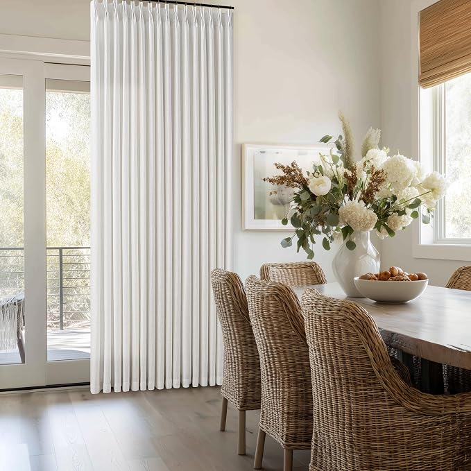 Beige White Memory Trained Pinch Pleated Curtains 84 Inches Long for Bedroom Light Filtering Semi Sheer Dining Room Boho Curtains 2 Panels Set Hooks Rings Privacy Ivory Linen Window Drapes 50x84 Inch