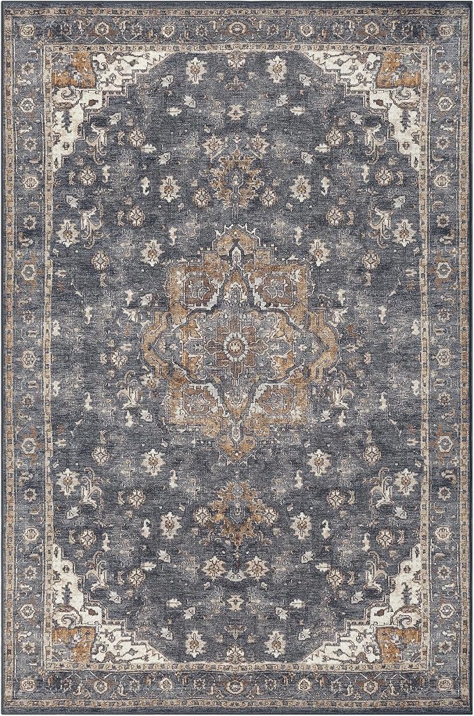 Keen Home Design 9x12 Rug - Machine Washable Area Rug with Non-Slip Backing, Ideal for Living Room, Dining Room, Bedroom - Vintage, Easy Clean, Durable, Low Pile Rug - (9' x 12')