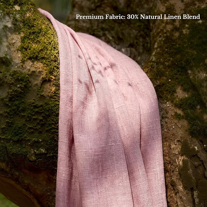 NICETOWN Pink Linen Curtains 84 inch Long 2 Panels Set, 55" Wide Thick Flax Linen Blend Organic Home Decor Rod Pocket & Back Tab with Light Filtering for Bedroom/Living Room