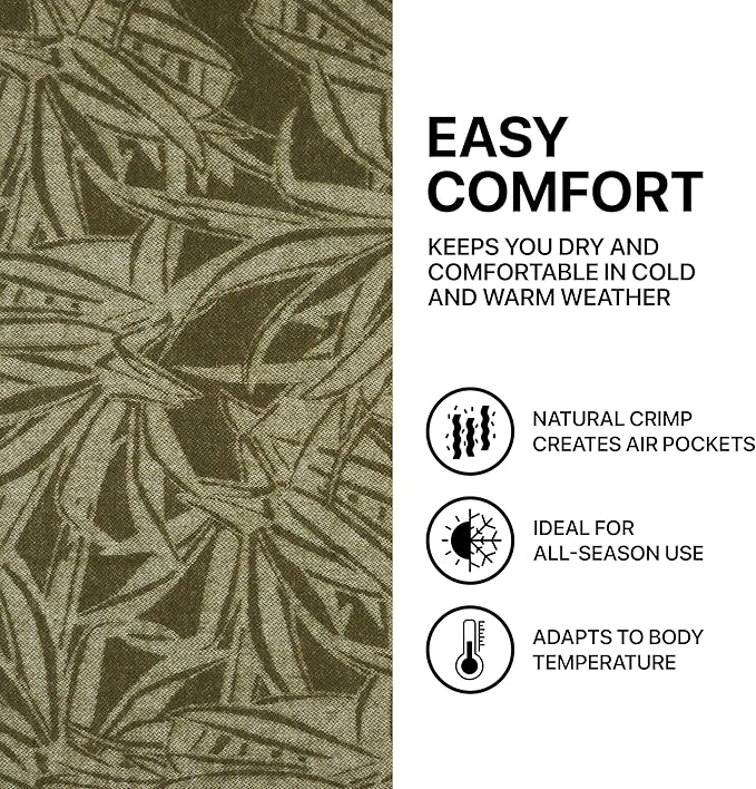 | Wool Blanket/Throw | 100% New Zealand Wool | Perfect for Home and Outdoors | Virgin Wool Blanket with Fringes 55"x79" (140 x 200 cm) (Olive Leaves)