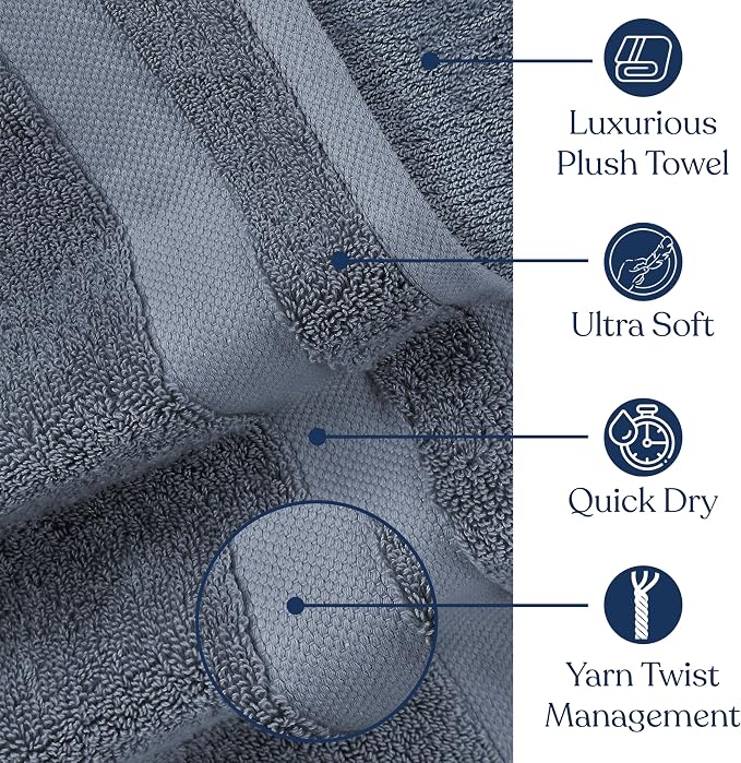 Organic Cotton Luxuriously Plush Washcloths Pack of 6 | GOTS & Oeko-TEX Certified | Premium Quality Face Towels | Feather Touch Technology|650 GSM Long Staple|Soft, Quick Dry & Ultra-Absorbent