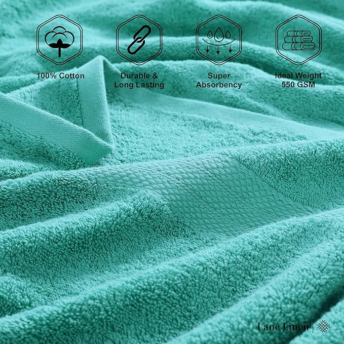 LANE LINEN 100% Pure Cotton Bath Sheets 2 Pack (35"x66") - Extra Large Bathroom Towels - Quick Dry, Smooth, Durable & Highly Absorbent Oversized Towel Sets - Holds Well After Multiple Washes - Teal