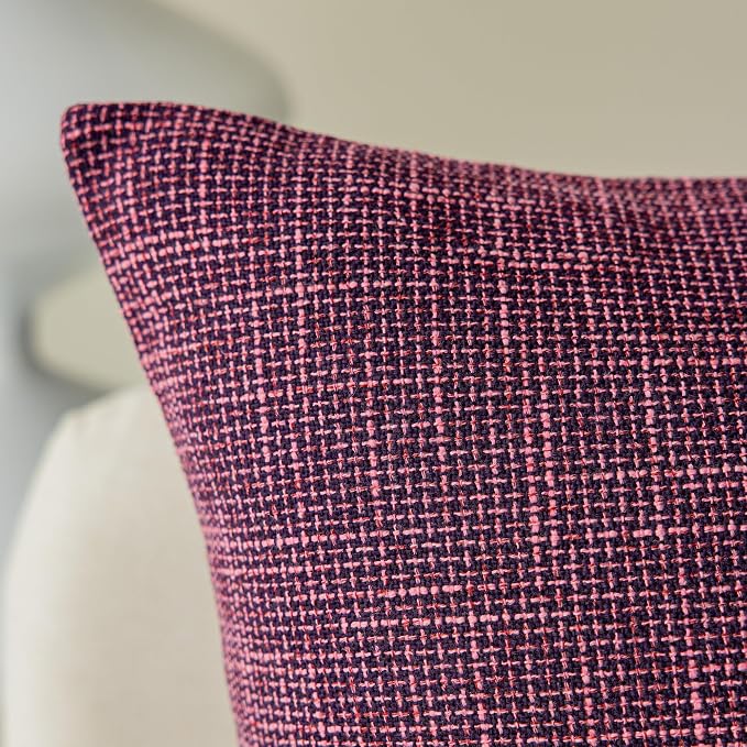 Kevin Textile Best Faux Linen Throw Cushion Covers Shams Textural Pillowcase with Hidden Zipper, 26"x26"(2 Pack, Purplish Red)