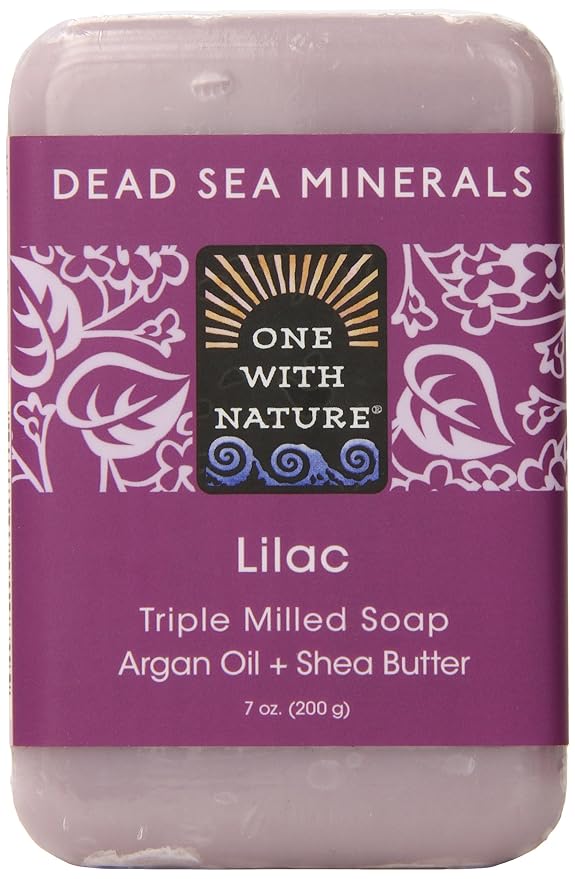 One With Nature Lilac Dead Sea Mineral Soap, 7 Ounce Bar (Pack of 2)