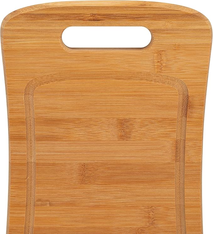 Kitchen Details Medium Curved Bamboo Cutting Board, Dual Sided, Ultra Thick Cut Resistant