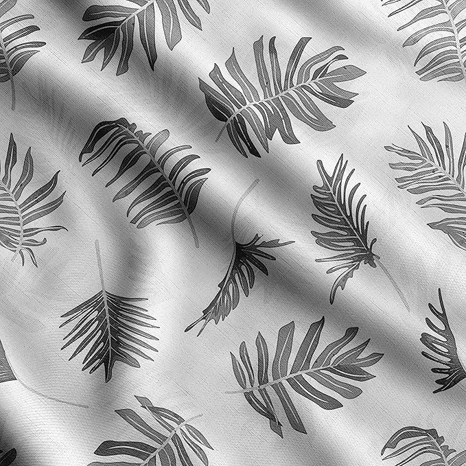 Soimoi Leaves Print - White, Canvas Fabric Material - 56 Inch Wide, 1 Yard, Unstitched Fabric for Upholstery, Bags, Workwear and Outdoor Gear.