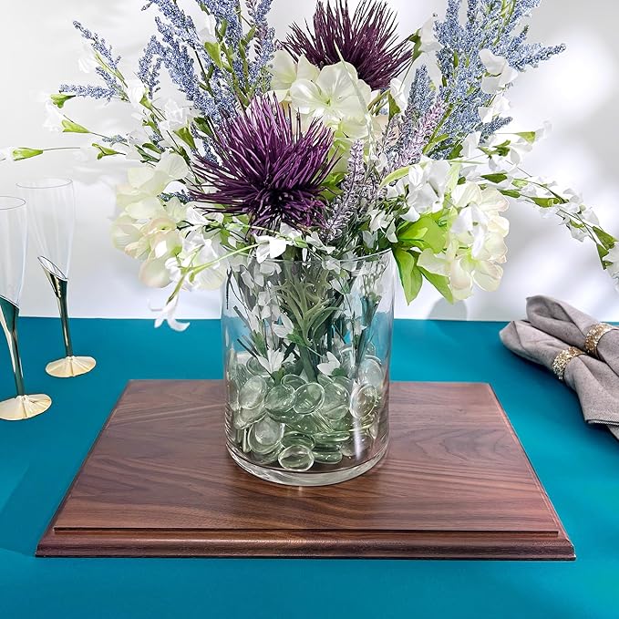 Plymor Solid Walnut Rectangular Wood Display Base with Ogee Edge, 16.75" W x 10.5" D x 0.75" H, Pack of 3
