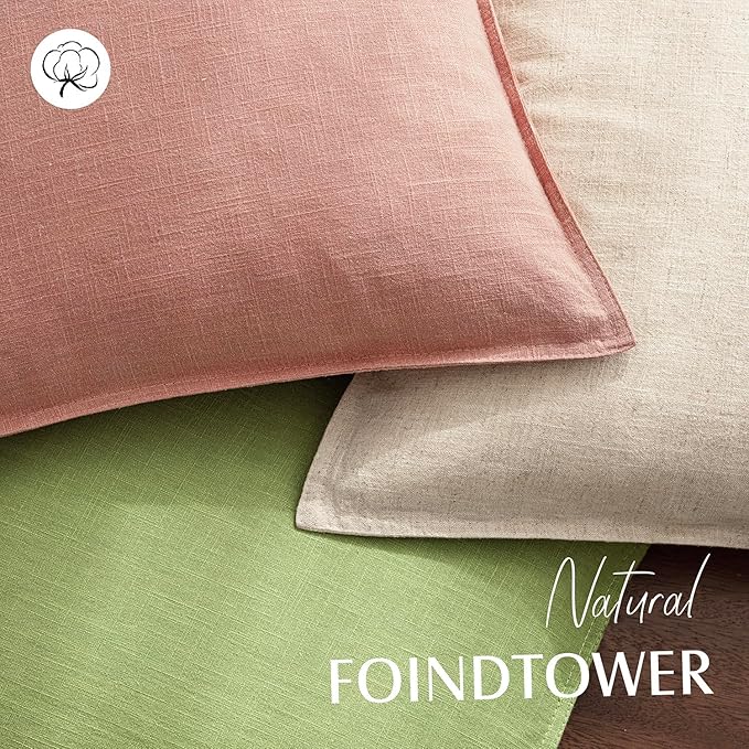 Foindtower Pack of 2, Decorative Linen Soild Throw Pillow Covers Soft Accent Euro Cushion Case Farmhouse Neutral Pillowcase for Chair Couch Sofa Bedroom Living Room Home Decor 20 x 20 Inch Coral Pink