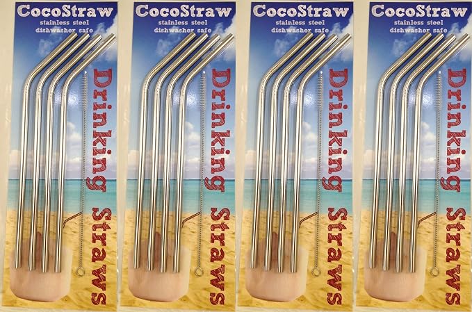 16qty Reusable Straws - Stainless Steel Drinking - Set of 16 + 4 Cleaners - Eco Friendly, SAFE, NON-TOXIC non-plastic