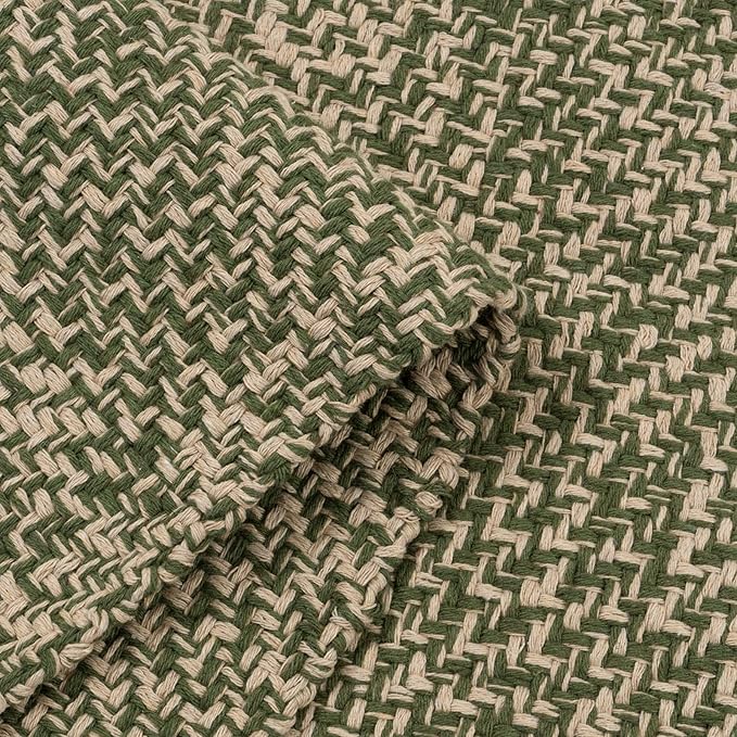 LEEVAN Washable Bathroom Rug, 2'x3' Low Profile Entryway Rugs Front Door Mat Cotton Reversible Kitchen Mat Boho Bedroom Rug Farmhouse Carpet for Foyer Front Porch Decor(Olive Green&Natural)
