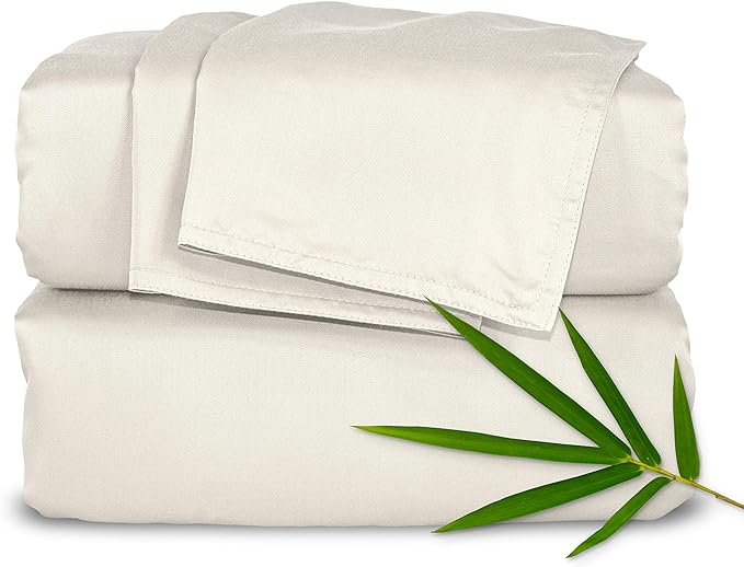 Pure Bamboo Short Queen Sheets for RV Camper (60"x75") - Genuine 100% Organic Viscose Derived from Bamboo Bed Sheet Set, Soft & Cooling, 2 Year Quality Promise (Short Queen, Ivory)
