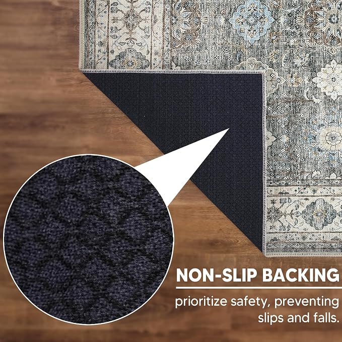 Keen Home Design 30"x84" Rug - Machine Washable Runner Rug with Non-Slip Backing, Ideal for Hallway, Entryway, Kitchen, Laundry Room - Vintage, Easy Clean, Durable, Low Pile Rug - (2'6" x 7')