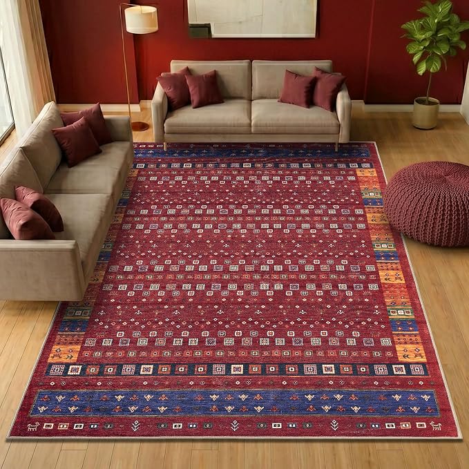 Keen Home Design 10x14 Rug - Machine Washable Area Rug with Non-Slip Backing, Ideal for Living Room, Dining Room, Bedroom - Vintage, Easy Clean, Durable, Low Pile Rug - (9'7" x 14')