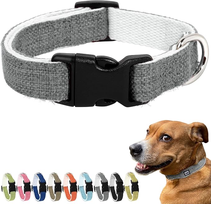 Hypoallergenic Dog Collar - Great for Sensitive Skin, Soft Collar for Dogs, Soft Organic & Earth Friendly (Large, Grey)