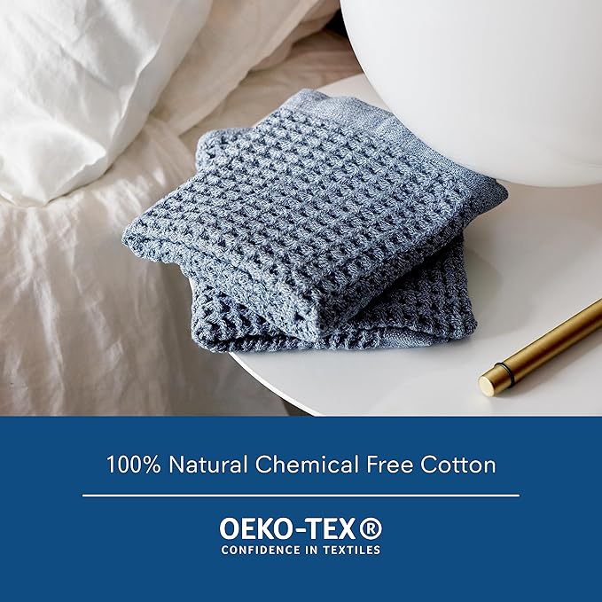 ONSEN Supima® Waffle Bath Towel, Large, Quick Dry Lint Free 100% USA Cotton, Lightweight Absorbent Bath Towel, 31x57 in (Denim Blue, 1x Bath Towel)