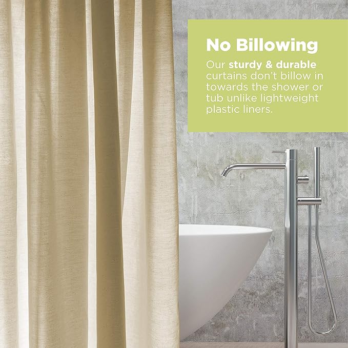 Organic Cotton Shower Curtain Liner - Durable and Breathable Standard Bathtub Shower Curtain - A Stylish Quality Bathroom Drape for Master Bath Tubs, Guest Bathrooms and Dorms - 70"x74", Natural