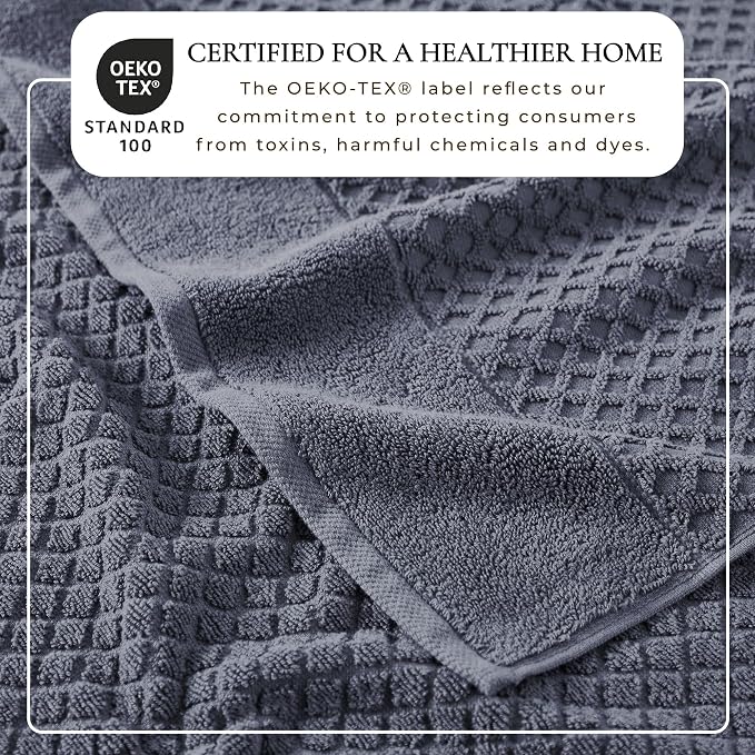 Great Bay Home Bath Towels - 100% Cotton 4 Pack 54x27 Bath Towel Set - Absorbent, Durable, Quick-Dry Towels for Bathroom (Chambray Blue)