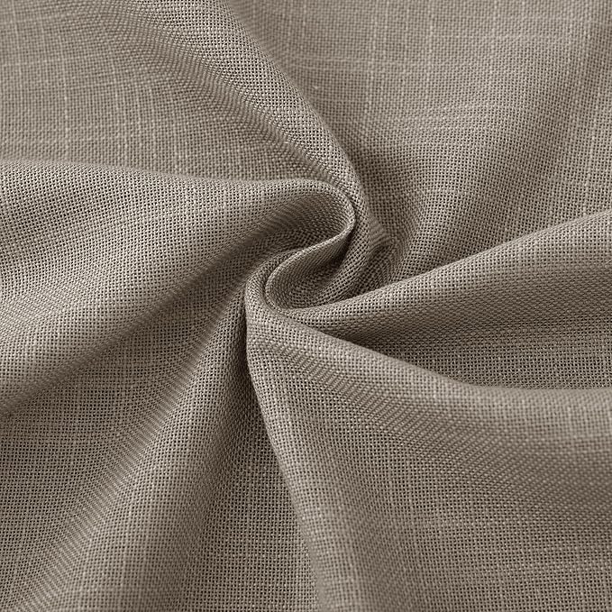 Taupe Linen Curtains 63 inches Long for Living Room Back Tab Rustic Farmhouse Semi Sheer Light Filtering Window Curtain Dining Room Soft Thick Flax Linen Textured Drapes Burlywood Birch Dark Brown