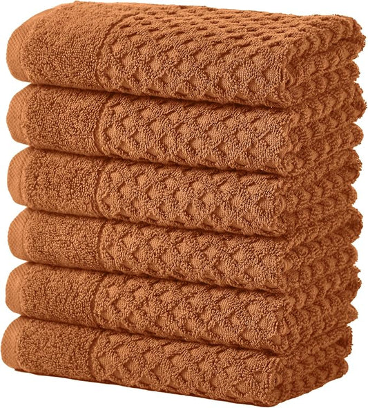 Great Bay Home Hand Towels - 100% Cotton 6 Pack 26x16 Hand Towel Set - Absorbent, Durable, Quick-Dry Towels for Bathroom (Copper)