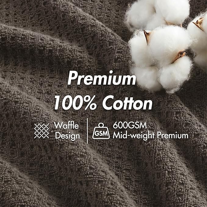 Madison Park Spa Waffle 100% Cotton Luxurious Towel Set, Premium Texture Waffle Weave, Highly Absorbent, Quick Dry, Hotel & Spa Quality Wash Clothes for Bathroom, Assorted Sizes, Charcoal 6 Piece