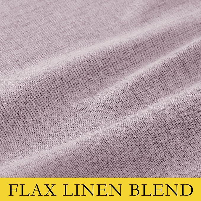 NICETOWN 100% Blackout Curtains for Living Room, 52" Wide Per Panel, Set of 2, Muted Lavender Thermal Insulated Curtains 84" Long, Linen Blend Noise Reducing Window Treatment Drapes for Hall Room