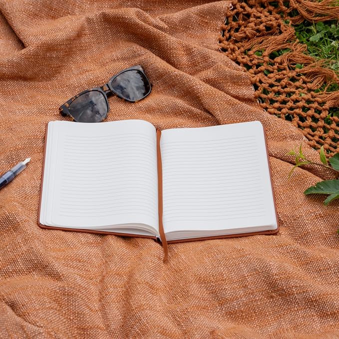 Stone Paper Ruled Notebook Premium A5 Hardcover Vegan Leather Journal | 160 Pages | Premium Quality Executive Notebook For Men and Women |Comes With Gift Box Water Proof Notebook Cinnamon