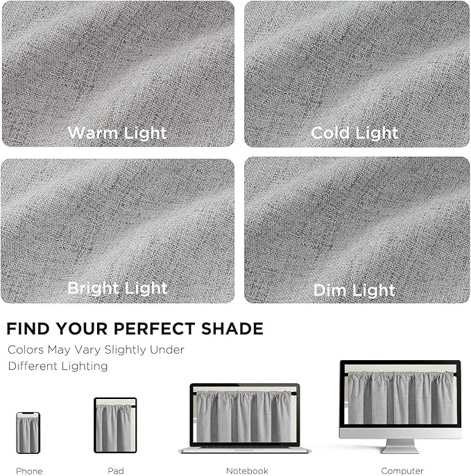CUCRAF Linen 100% Blackout Curtains 108 Inch Length 2 Panels Set, Back Tab and Rod Pocket Curtain for Living Room Bedroom, Room Darkening Window Drapes Thermal Insulated, (37x108 inch, Light Grey)