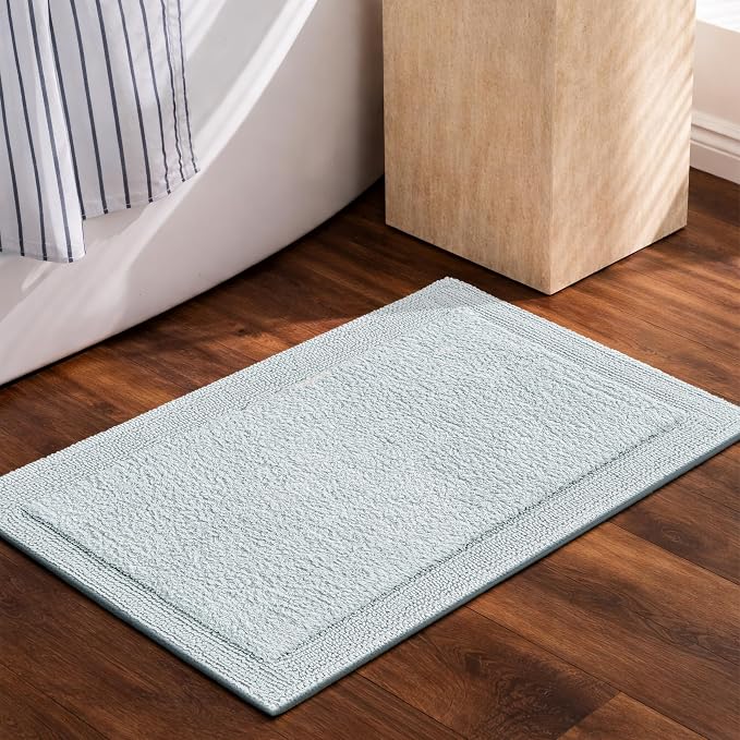 Bedding Craft Bathroom Bath Mat Rug, 17x24, Silver Grey | 100% Cotton, Reversible, Water Absorbent, Machine Washable, Soft