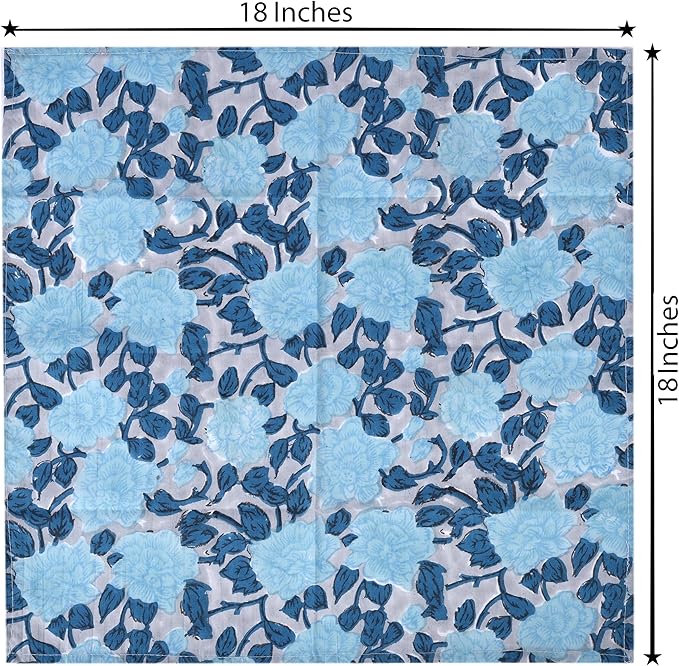 The Home Talk 100% Cotton Fall Cloth Designer Dinner Napkins, Handblock Print, Washable Durable Linen for Everyday Use Wedding Parties Outdoors Thanksgiving I 18 X 18 Inches I Set of 6 | Tonk