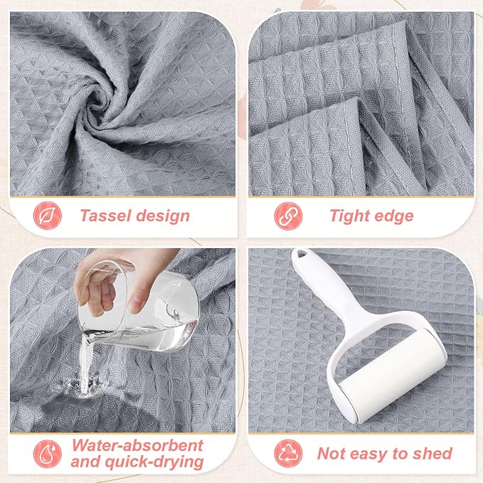 SmoothNovelty 4 Pack 100% Cotton Waffle Bathroom Hand Towels 13 x 29 Inch Waffle Weave Kitchen Dish Towel Quick Dry Absorbent for Bathroom Shower Gym Spa Yoga, Candy Color