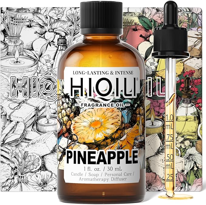 HIQILI Pineapple Fragrance Oil for Perfume & Body Product Making - 1 Fl Oz | Long-Lasting Scent for Essential Oil Diffuser, Soap, Bath Bomb, Candle Making, Bright Scents for Home, Car & Office