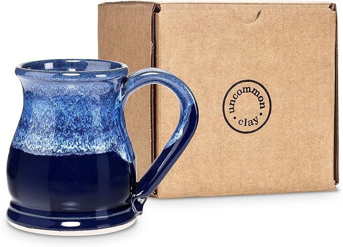 20oz Potbelly Coffee Mug Handmade in the USA (Red/Blue)
